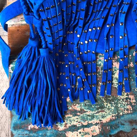 AS by DF blue suede leather bucket purse NWOT - Picture 4 of 4